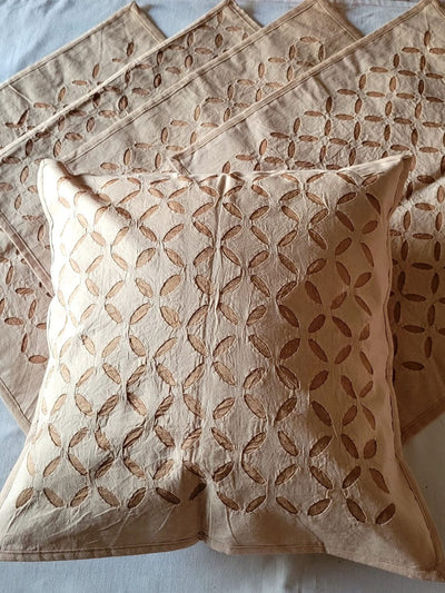 Indiehaat | Pure Cotton Applique Cushion Cover Brown
