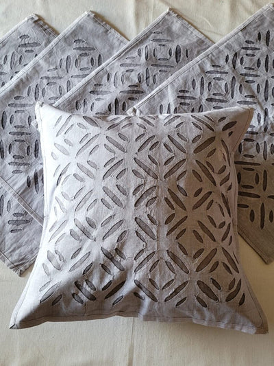 Indiehaat | Pure Cotton Applique Cushion Cover Gray