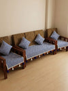 Indiehaat | Cotton Sofa Throw & Cushion Cover Blue