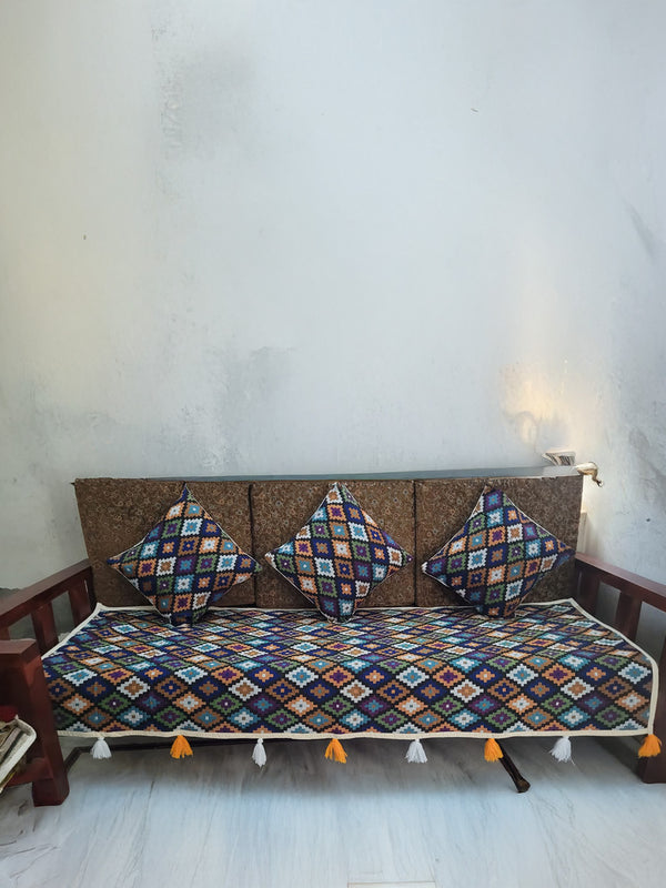 Indiehaat | Cotton Sofa Throw & Cushion Cover Brown