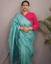 Silkmark Ghicha Tussar Color-Rich Green Saree