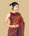 Silkmark Muga Tussar Silk Printed Red Saree