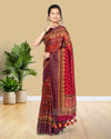 Silkmark Muga Tussar Silk Printed Red Saree