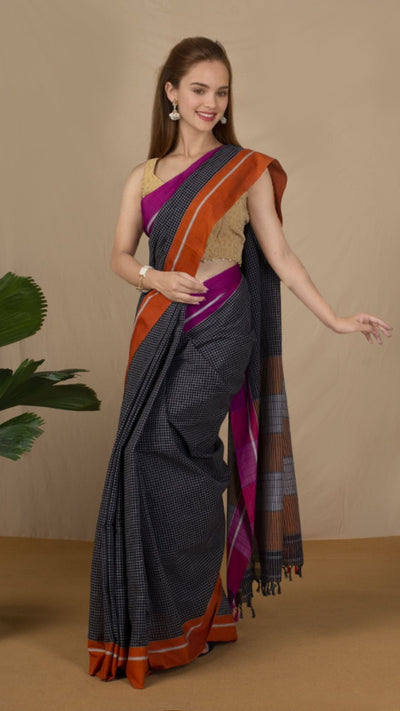 Buy Patteda Anchu Handloom Cotton Sarees Online | Indiehaat