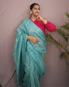 Silkmark Ghicha Tussar Color-Rich Green Saree