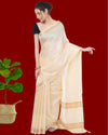 Handcrafted Kota Silk White Plain Saree