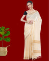 Handcrafted Kota Silk White Plain Saree