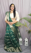 Glossy Banarasi Pure Organza Silk Green Saree