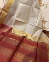 Handloom Kota Silk Modern Beige & Maroon Saree