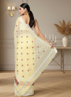 Sunshine Chikenkari Pure Cotton Kota Doria Yellow Saree