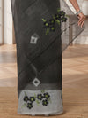 Vibrant Bandhej Kota Doria Embroidery Black Saree Handdyed