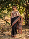 Black Kalamkari Chanderi Silk Saree | Indiehaat