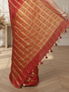 Stunning Pure Linen Striped Red & Yellow Saree