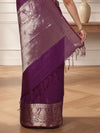 Adorable Banarasi Silk Linen Handloom Purple Saree