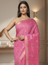 Gilded Hue Kota Silk Zari Stripe Saree Pink