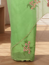 Earthy Kota Doria Green Pure Cotton Floral Embroidery Saree