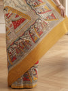 Silkmark Tussar Quaint Madhubani Red & Beige Saree