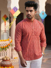 Indiehaat | Pure Cotton Blockprint Short Kurta Red