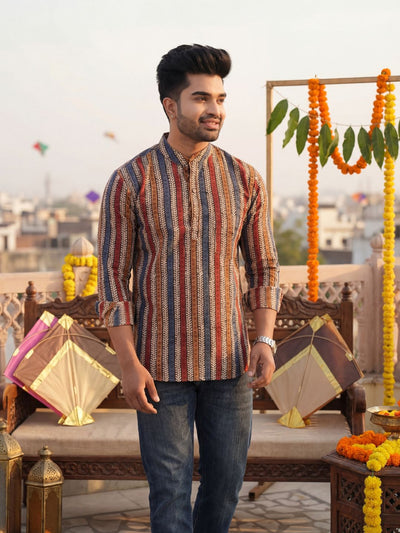 Indiehaat | Pure Cotton Blockprint Short Kurta Multicolor