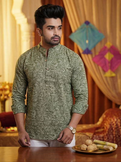 Indiehaat | Pure Cotton Blockprint Short Kurta Green