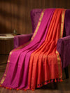 Indiehaat | Pure Handloom Mul Cotton Saree Pink & Orange