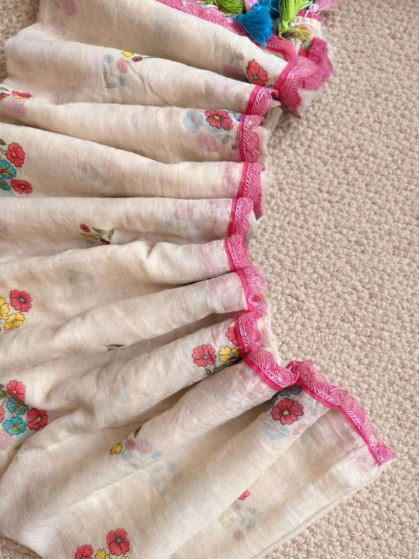 Indiehaat | Pure Mul Cotton Handloom Weaving saree White