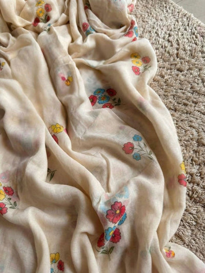 Indiehaat | Pure Mul Cotton Handloom Weaving saree White