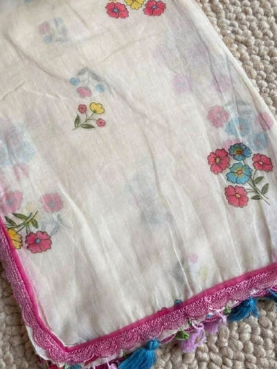 Indiehaat | Pure Mul Cotton Handloom Weaving saree White