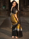 Indiehaat | Pure Tissue Cotton Handloom Saree Gold & Black