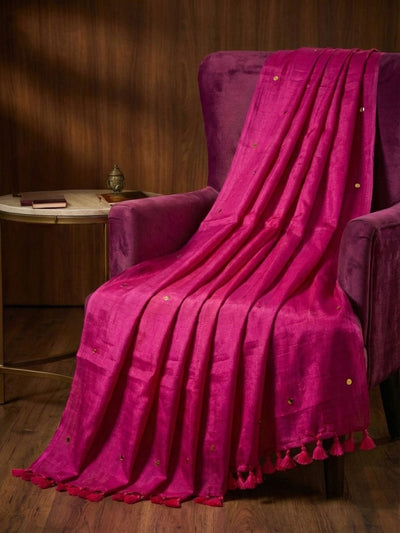 Indiehaat | Pure Mul Cotton Sequin Saree Pink