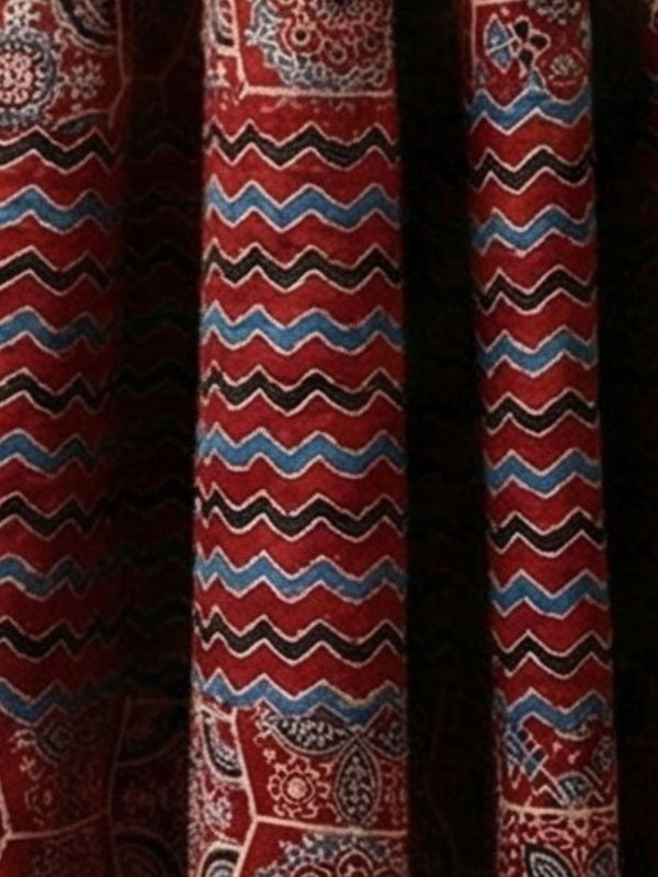 Indiehaat | Applique Kantha Pure Mul Cotton Dupatta Maroon