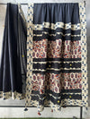Indiehaat | Ajrakh Patch Work Pure Mul Cotton Saree Black