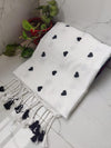 Indiehaat | Pure Khadi Cotton Embroidery Saree White