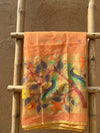 Indiehaat | Pure Muslin Silk Jamdani Sequin Saree Peach