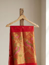 Indiehaat | Pure Muslin Silk Jamdani Sequin Saree Red