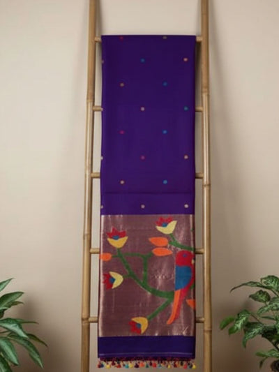 Van Roop Pure Muslin Silk Sequin Saree Purple