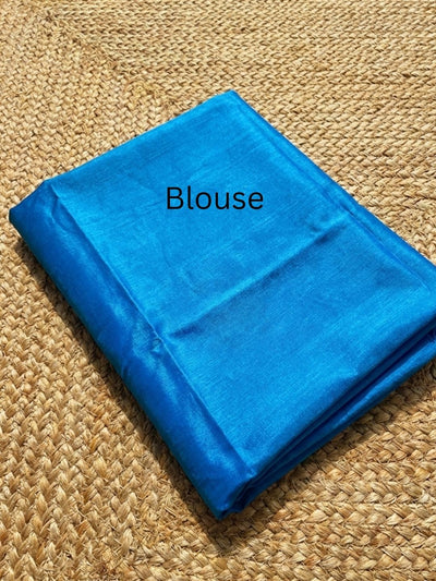 Indiehaat | Silkmark Tussar Silk Meenakari Saree Blue