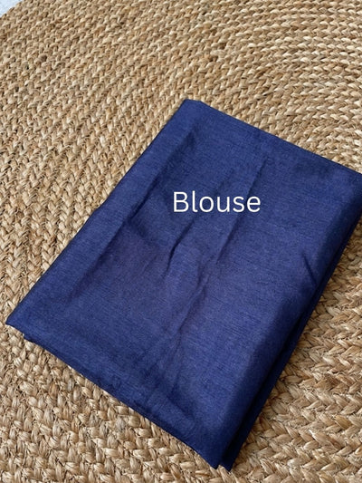 Indiehaat | Silkmark Tussar Silk Meenakari Saree Blue