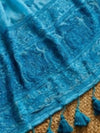 Indiehaat | Pure Mul Cotton Chikankari Saree Blue