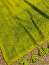 Indiehaat | Pure Mul Cotton Chikankari Saree Green
