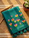 Indiehaat | Pure Mul Cotton Hand Printed Saree Blue