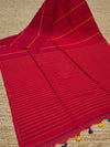 Indiehaat | Pure Cotton Embroidery Saree Red