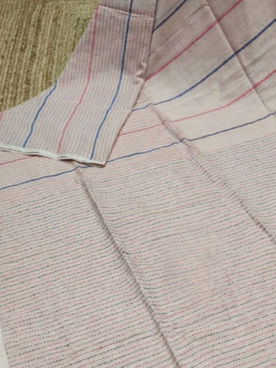 Indiehaat | Pure Cotton Embroidery Saree Beige