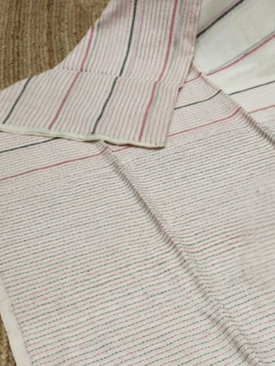 Indiehaat | Pure Cotton Embroidery Saree White