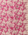 Indiehaat | Kashmiri Silk Printed Saree Magenta & Off-White