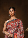 Indiehaat | Kashmiri Silk Printed Saree Red & White