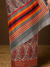 Indiehaat | Kashmiri Silk Printed Saree Red & White