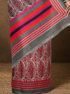 Indiehaat | Kashmiri Silk Printed Saree Red & White