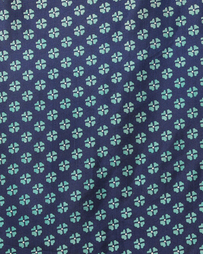 Indiehaat | Kashmiri Silk Printed Saree Cream & Navy Blue
