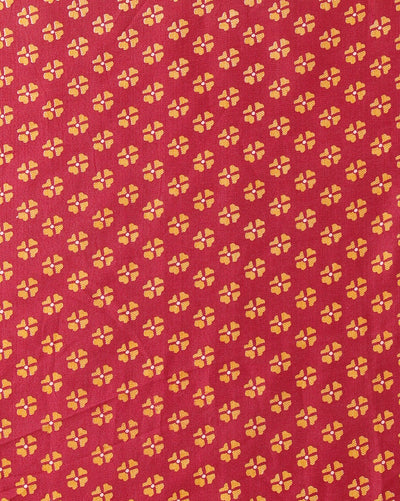 Indiehaat | Kashmiri Silk Printed Saree Off-White & Deep Red